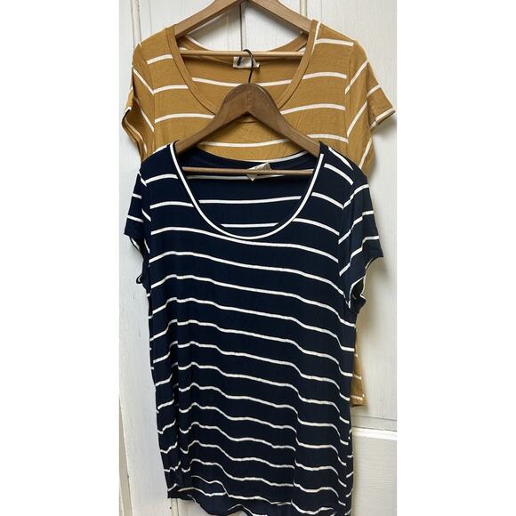 Betsey’s Boutique Shop Striped T-Shirt Bundle Navy Mustard Yellow Size XL - Picture 2 of 4